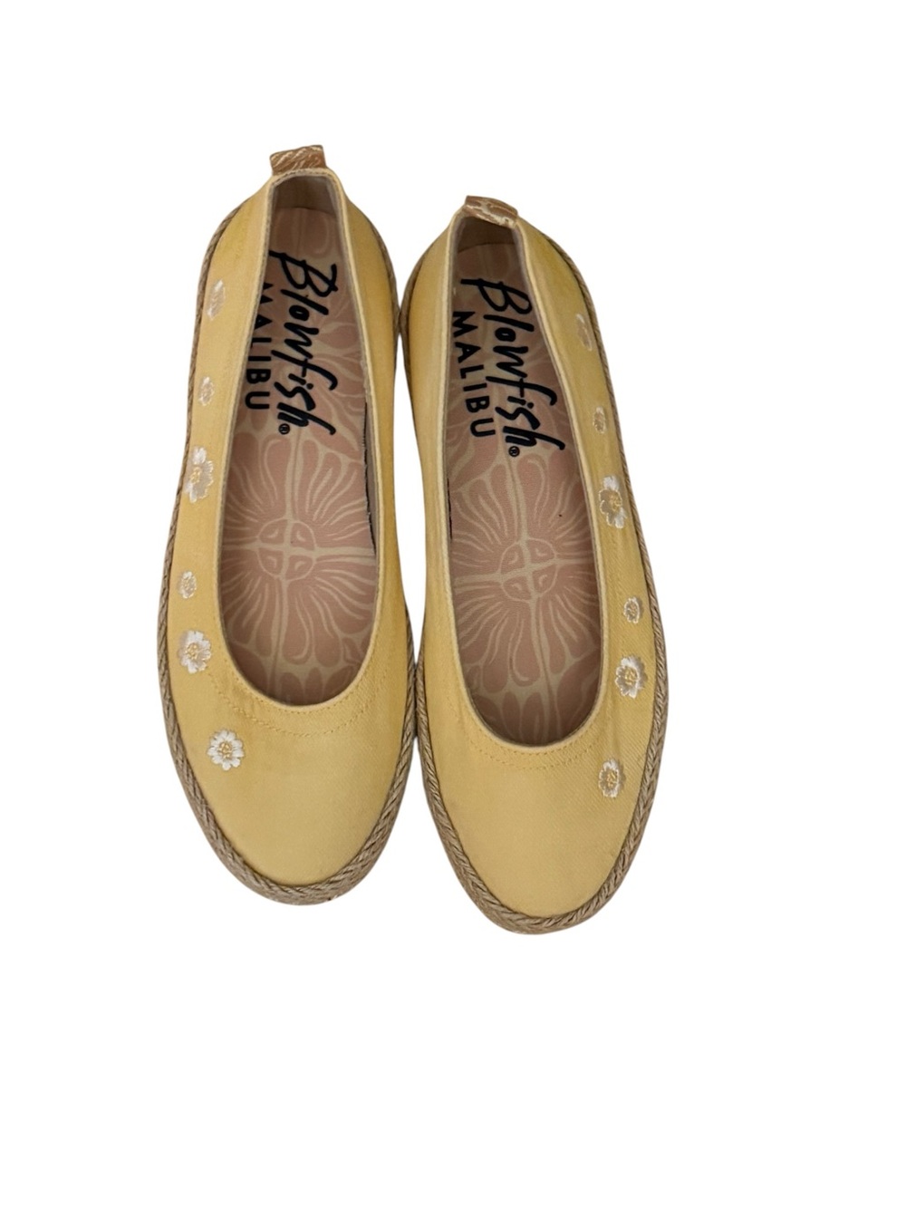 Blowfish Yellow Canvas Floral Embroidered Ballet Flats - Picture 2 of 4